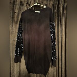 Lush Sequin Sleeve Sweater Dress
